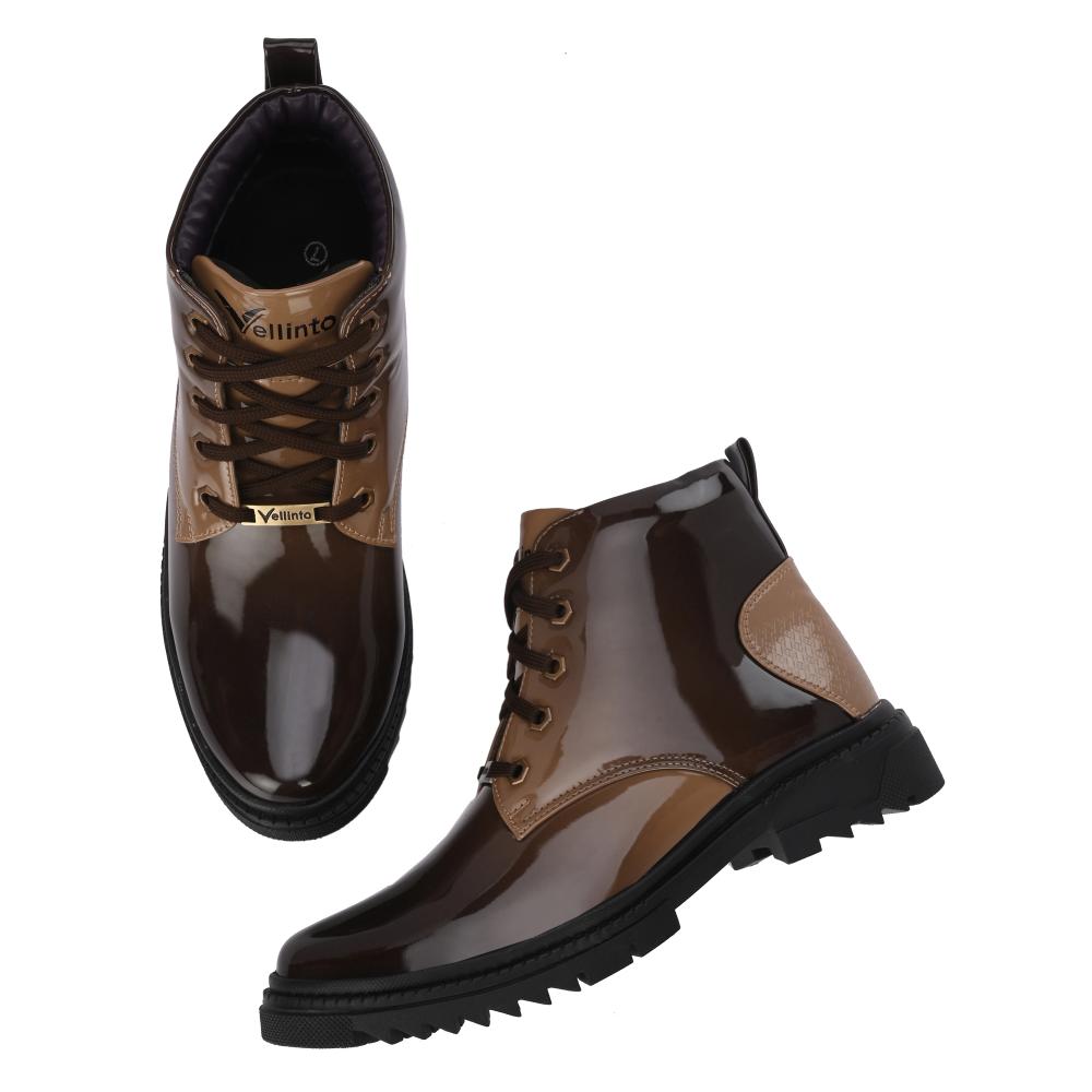 Vellinto VIROLA Royal Party Wear ll Casual ll Latest Patent Leather Boots for Men