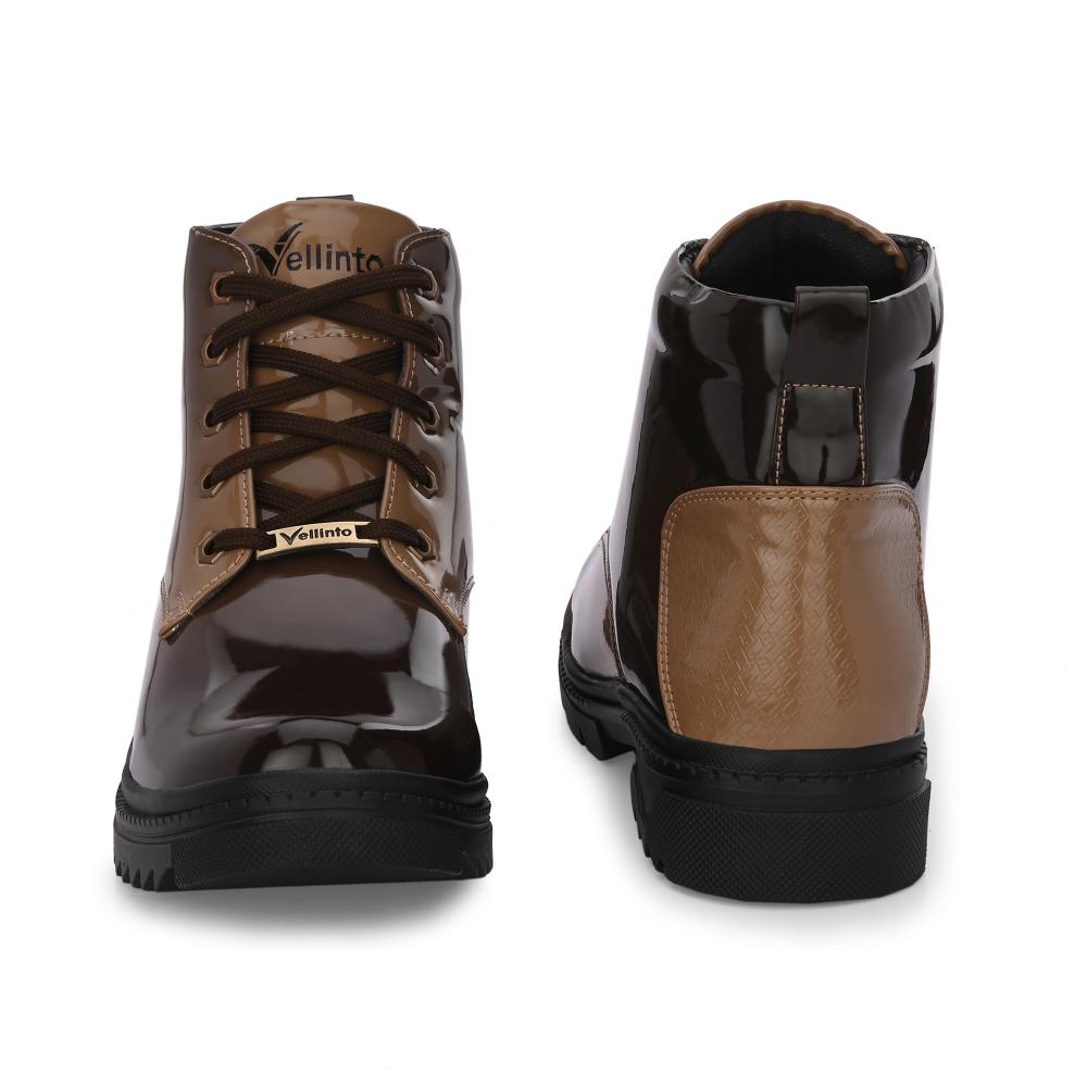 Vellinto VIROLA Royal Party Wear ll Casual ll Latest Patent Leather Boots for Men