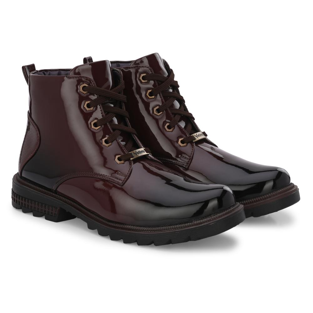 Vellinto VIROLA Royal Party Wear ll Casual ll Latest Patent Leather Boots for Men