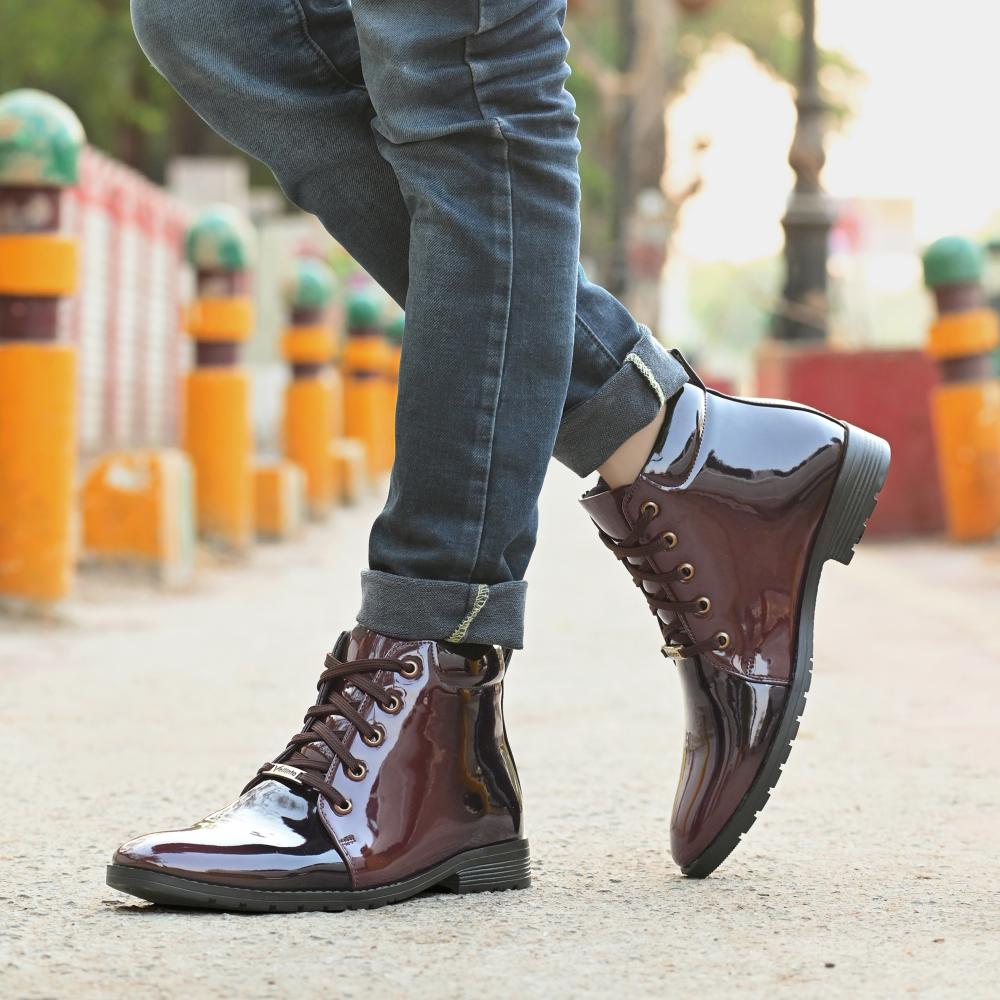Vellinto VINTIQUE Royal Party Wear ll Casual ll Latest Patent Leather Boots for Men