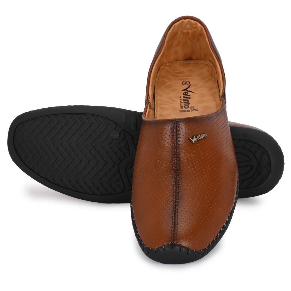Vellinto MEWAR Cool Rajasthani Jutis for Men Mojaris for Men Nagra for Men Beige