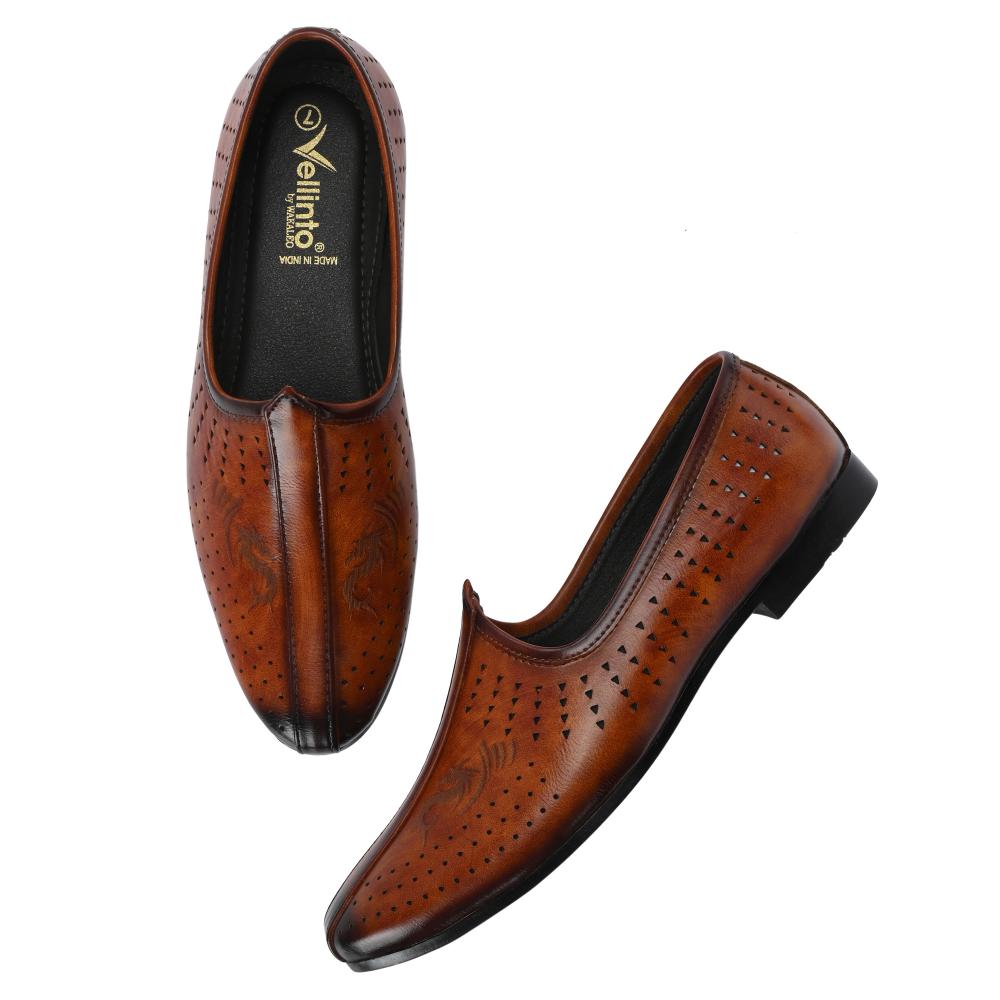 Vellinto VINTAGE Cool Rajasthani Jutis For Men Mojaris For Men Nagra For Men