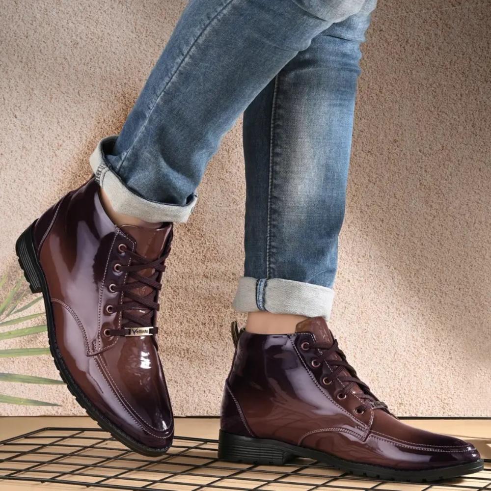 Vellinto Royal VINE Party Wear ll Casual ll Latest Patent Leather Boots for Men
