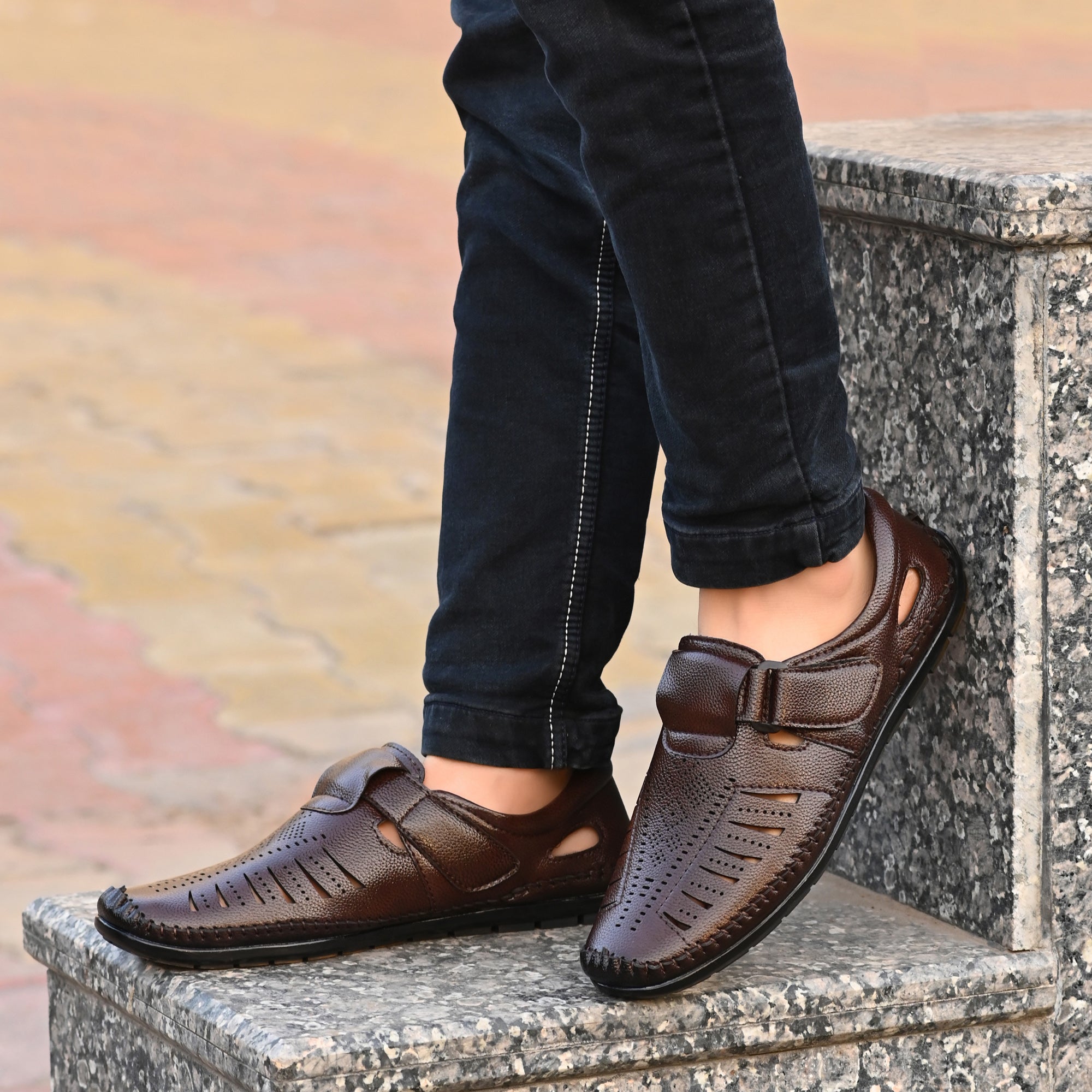 Vellinto GREYHOUND Ethnic Roman sandal II Synthetic Leather Sandals For Men