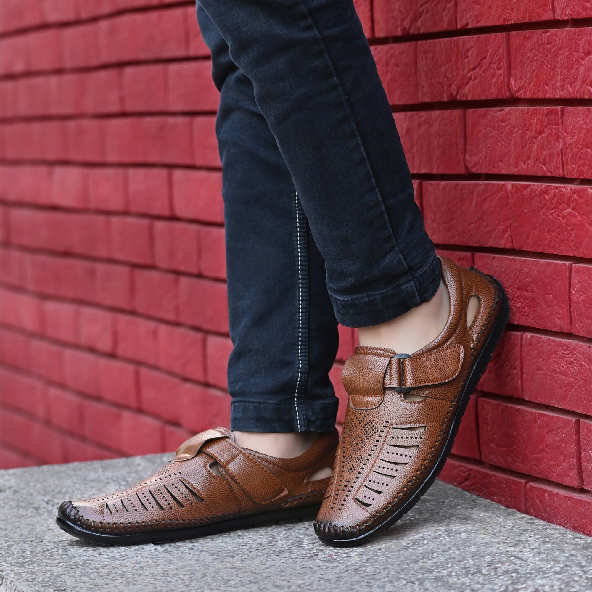 Vellinto GREYHOUND Ethnic Roman sandal II Synthetic Leather Sandals For Men