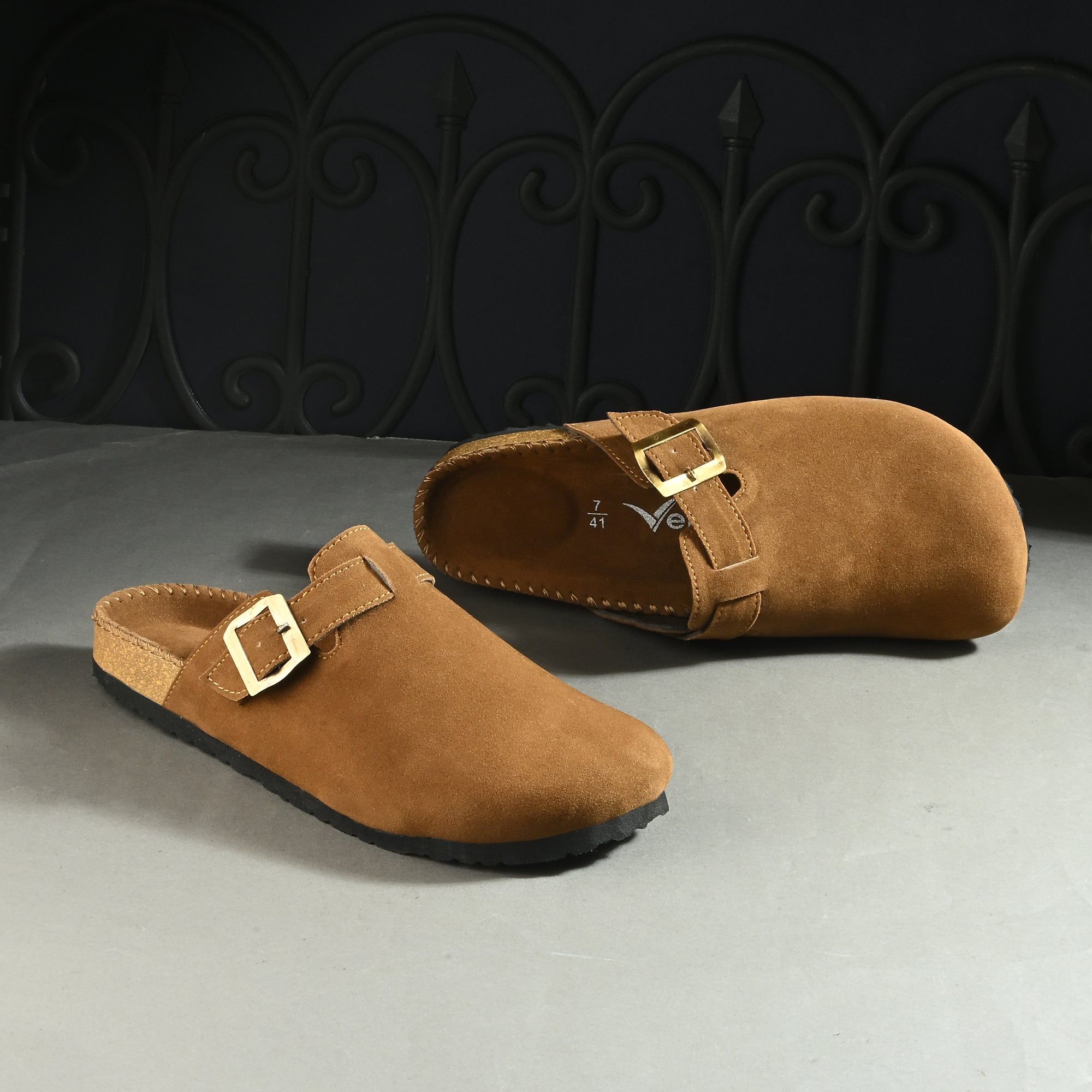 Vellinto SPHINX Comfortable Suede Slip-On Clog/Mules Buckle and Arch Support