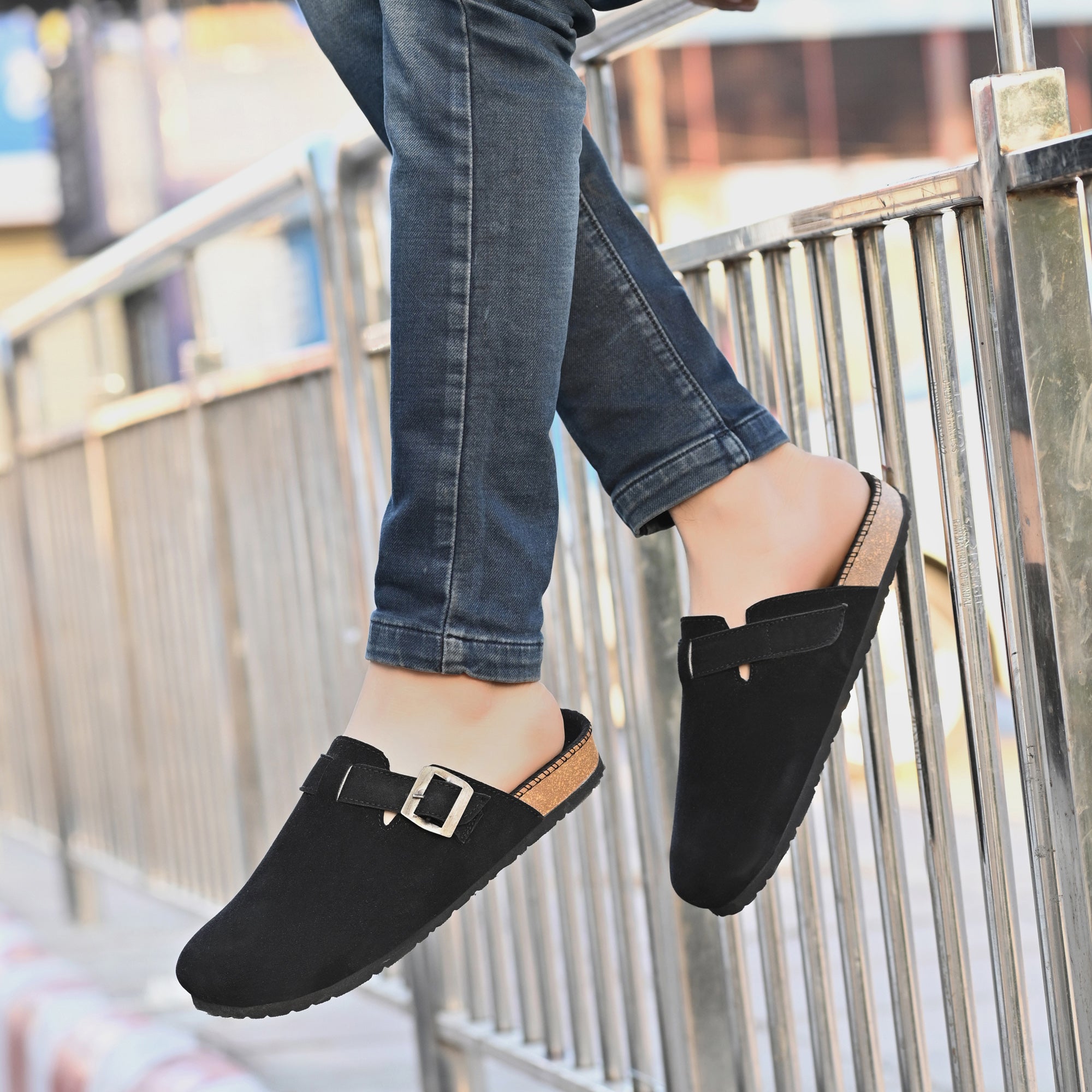 Vellinto SPHINX Comfortable Suede Slip-On Clog/Mules Buckle and Arch Support