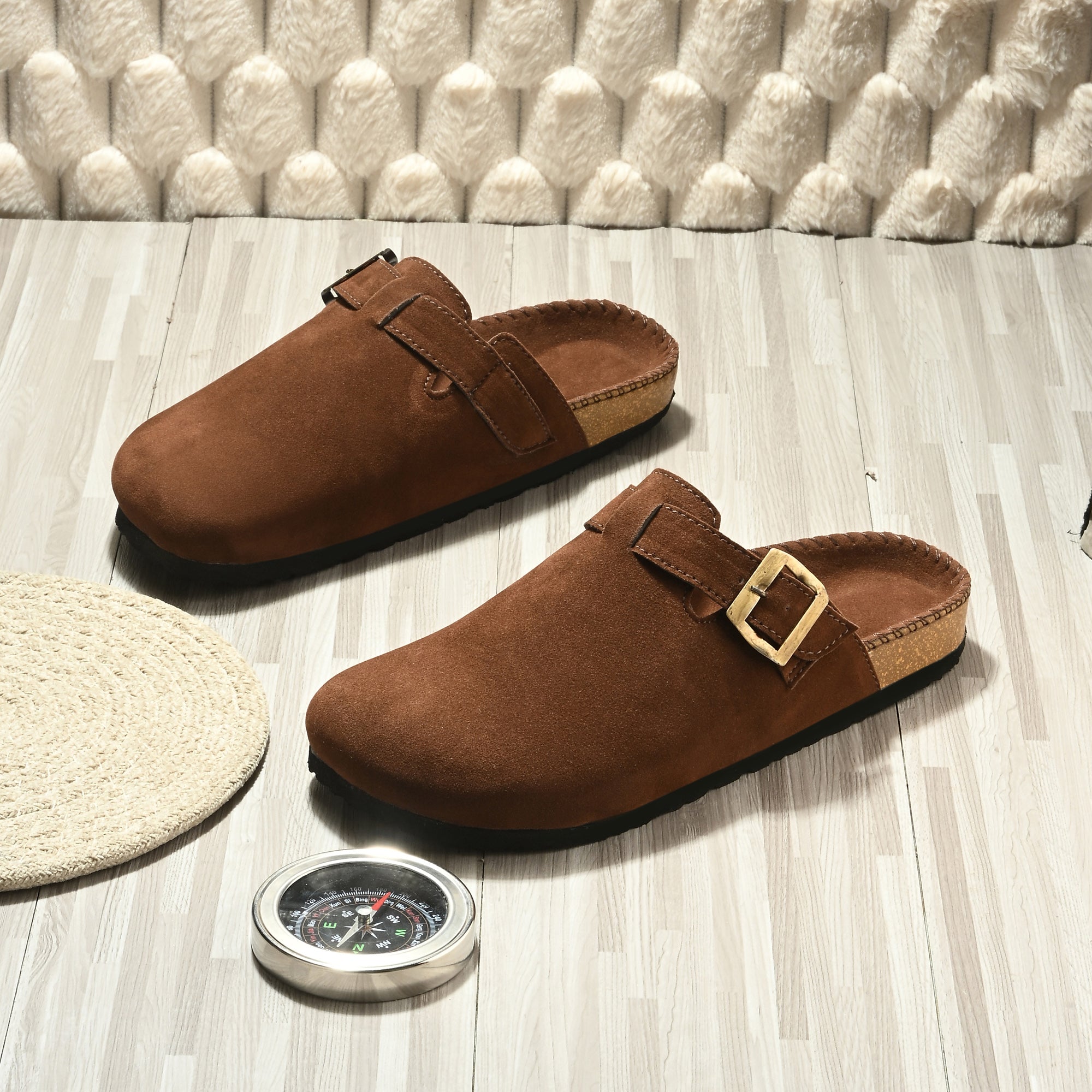 Vellinto SPHINX Comfortable Suede Slip-On Clog/Mules Buckle and Arch Support