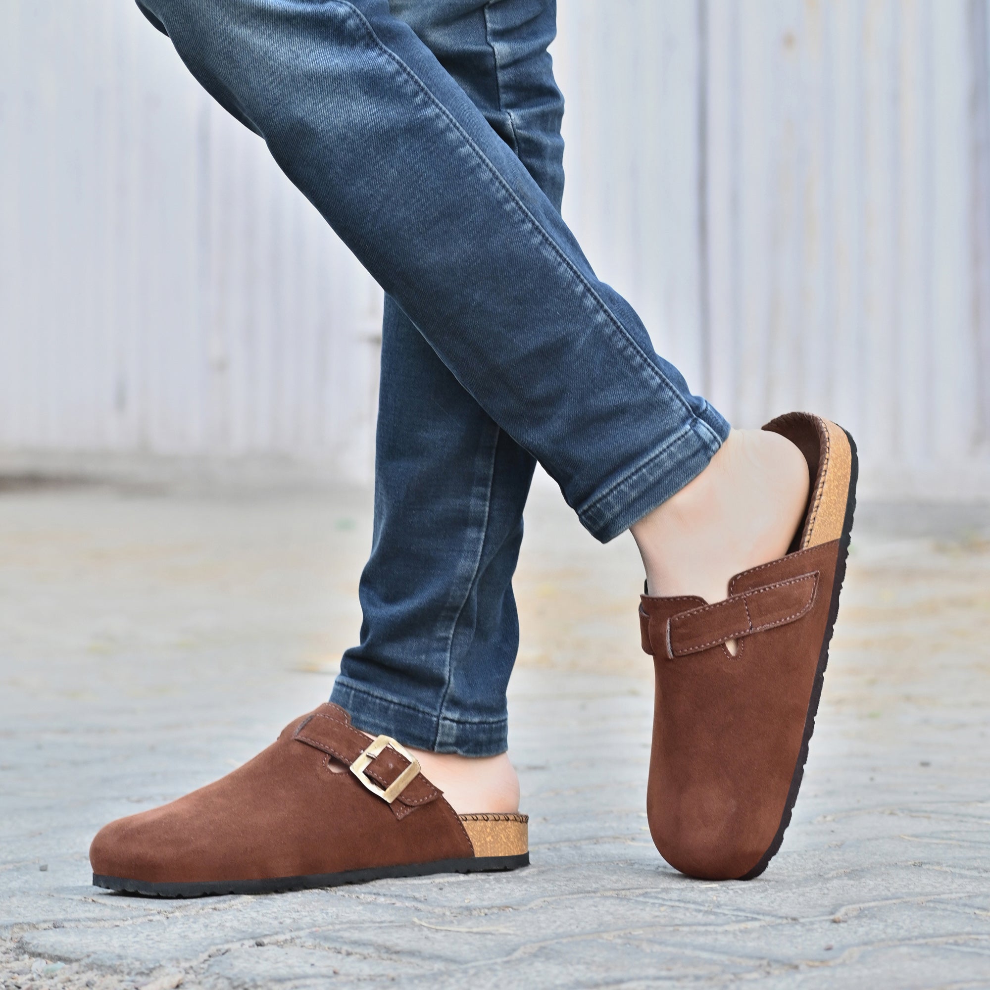 Vellinto SPHINX Comfortable Suede Slip-On Clog/Mules Buckle and Arch Support