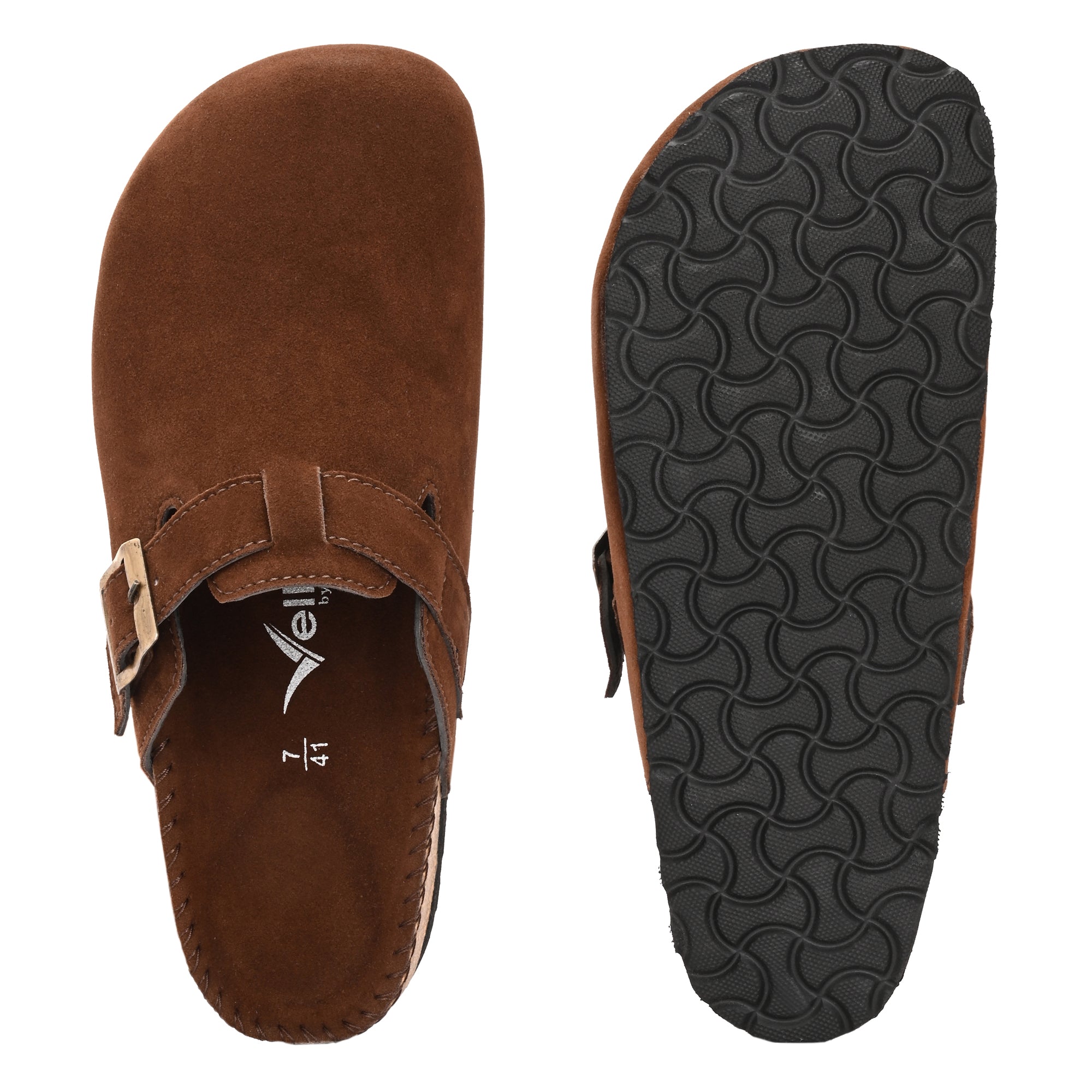 Vellinto SPHINX Comfortable Suede Slip-On Clog/Mules Buckle and Arch Support