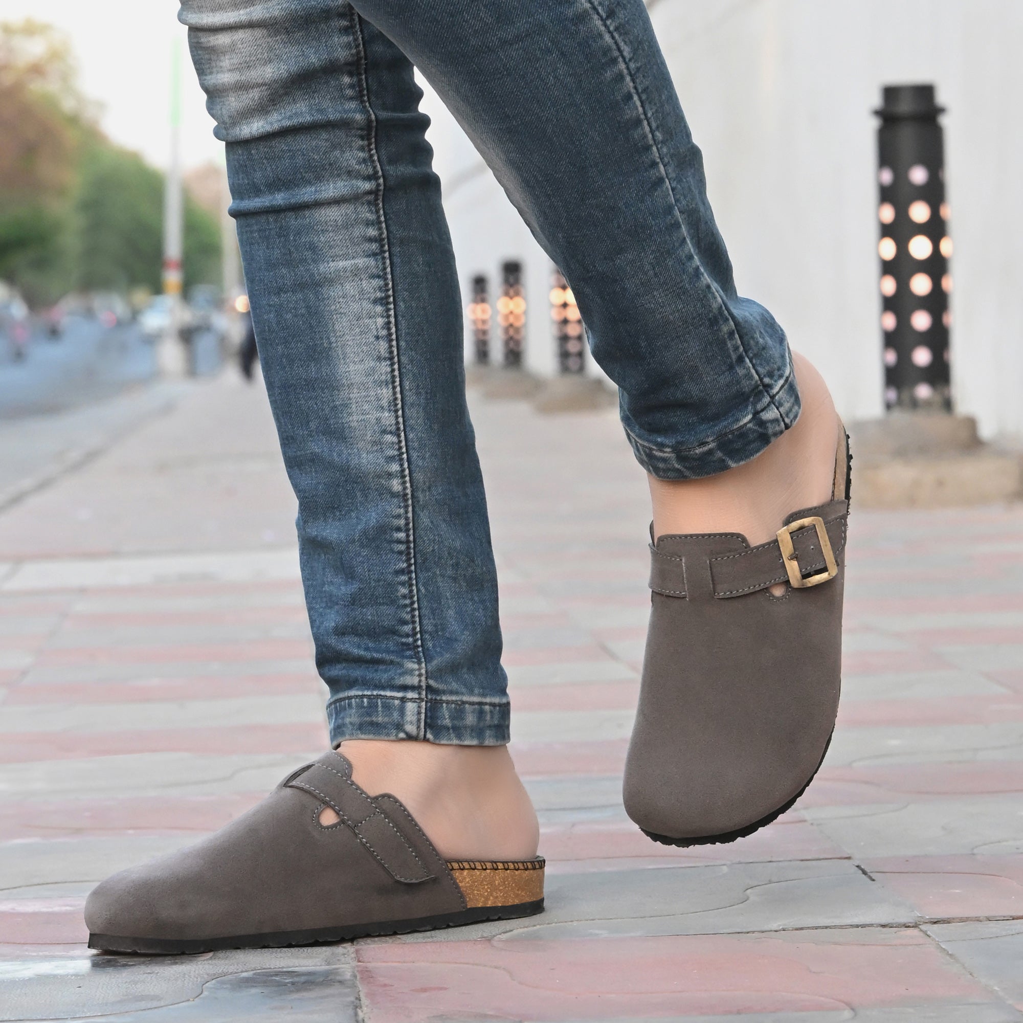 Vellinto SPHINX Comfortable Suede Slip-On Clog/Mules Buckle and Arch Support