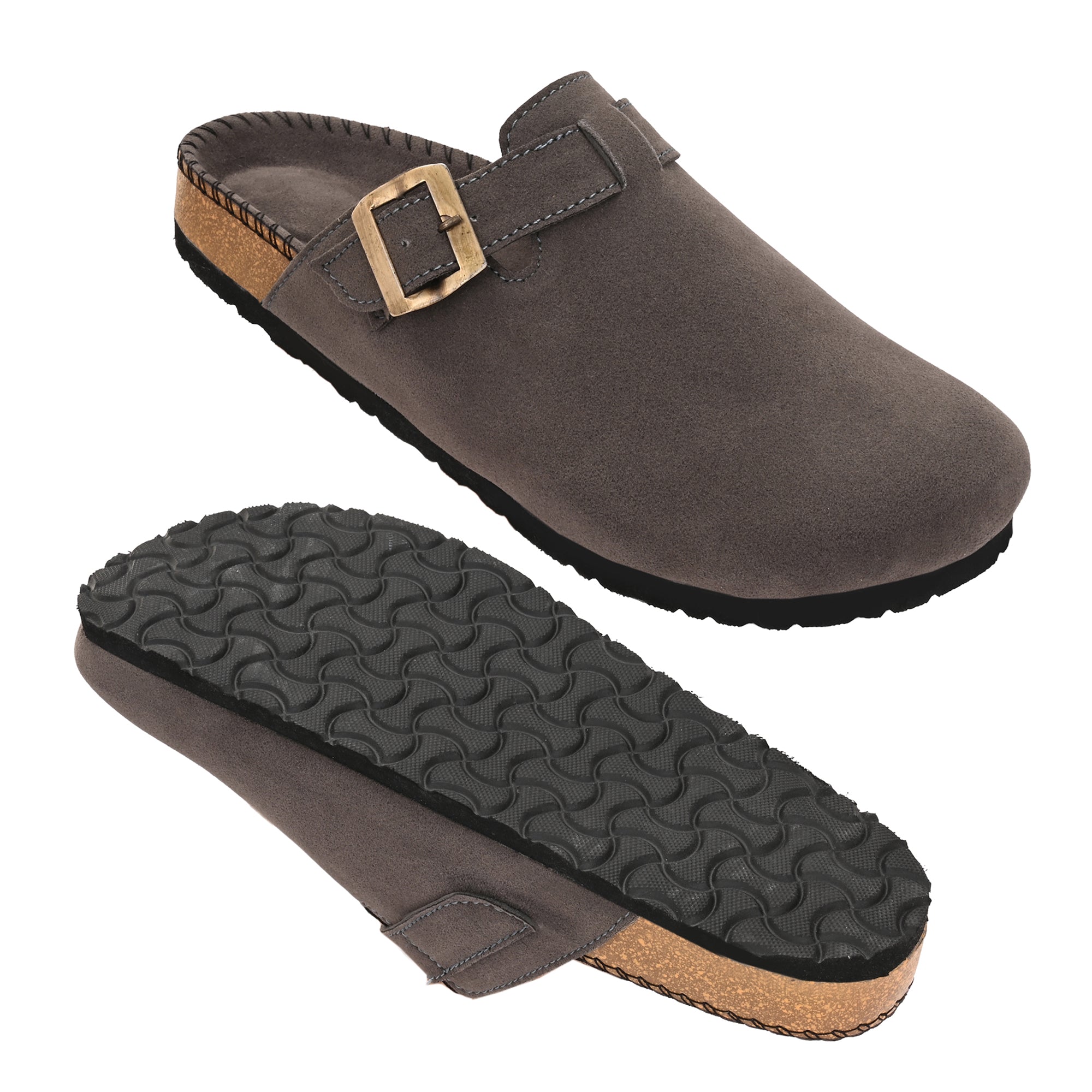 Vellinto SPHINX Comfortable Suede Slip-On Clog/Mules Buckle and Arch Support