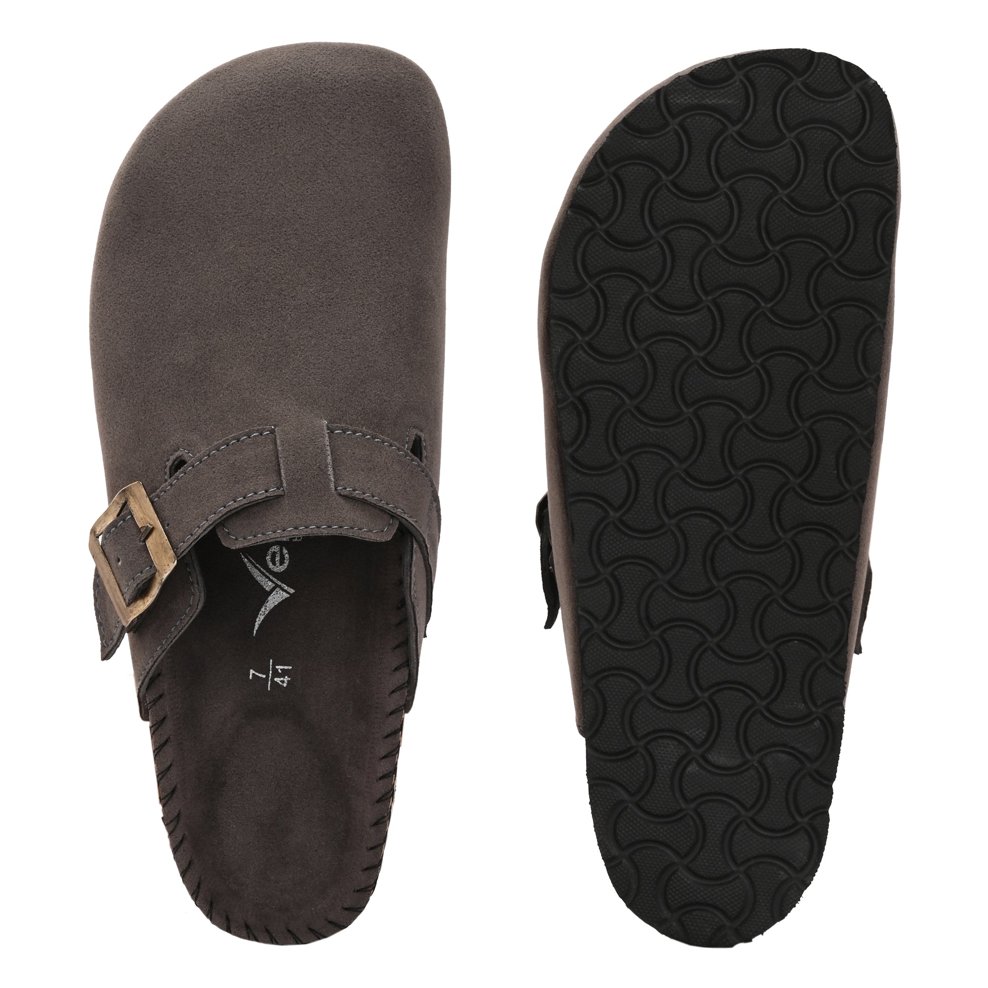 Vellinto SPHINX Comfortable Suede Slip-On Clog/Mules Buckle and Arch Support