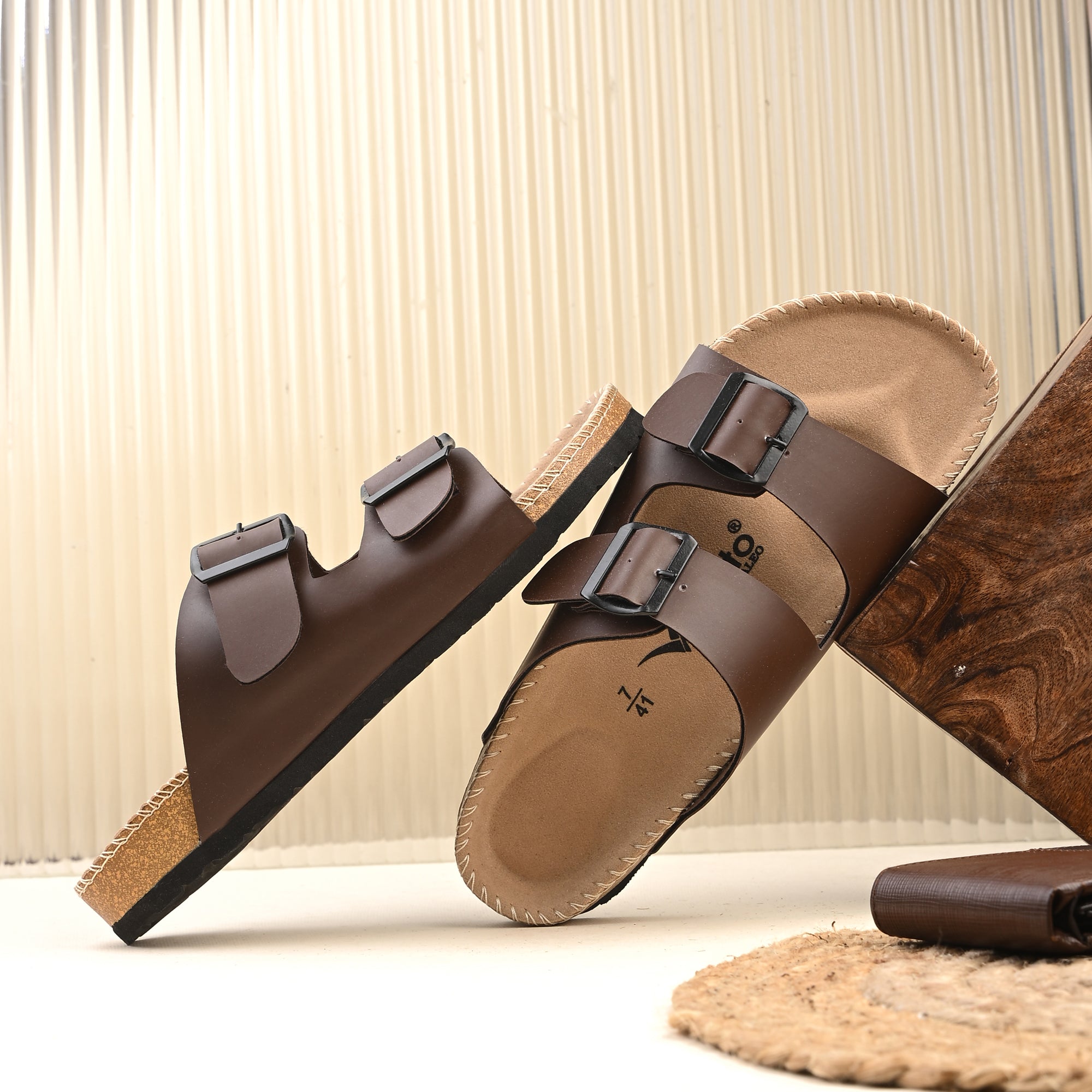 Vellinto ARIZONA Comfortable Slide Sandal/Slipper ll Men's Double Buckle Slipper style Slip-On Sandals, Arch Support, Casual Summer Footwear For Men