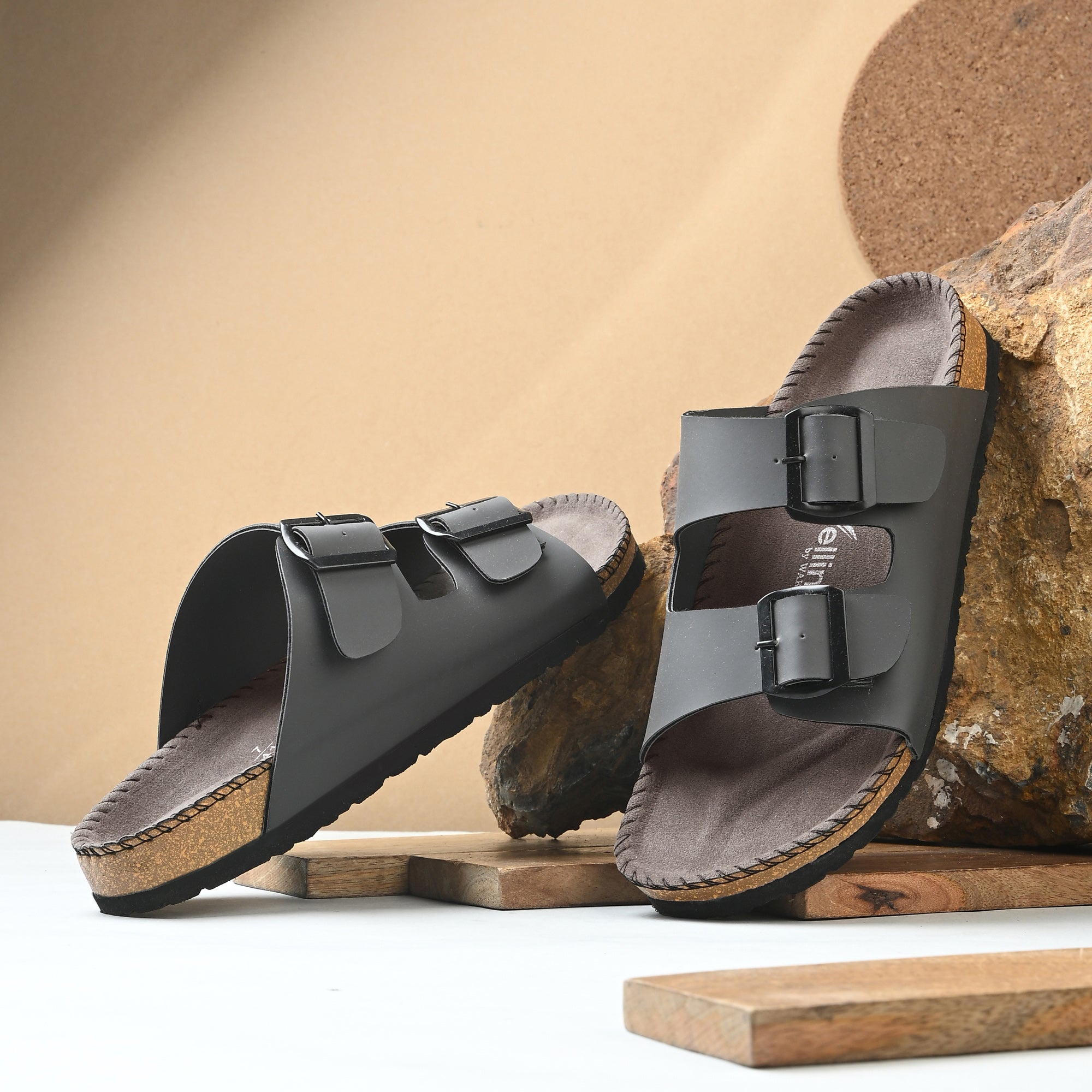 Vellinto ARIZONA Comfortable Slide Sandal/Slipper ll Men's Double Buckle Slipper style Slip-On Sandals, Arch Support, Casual Summer Footwear For Men