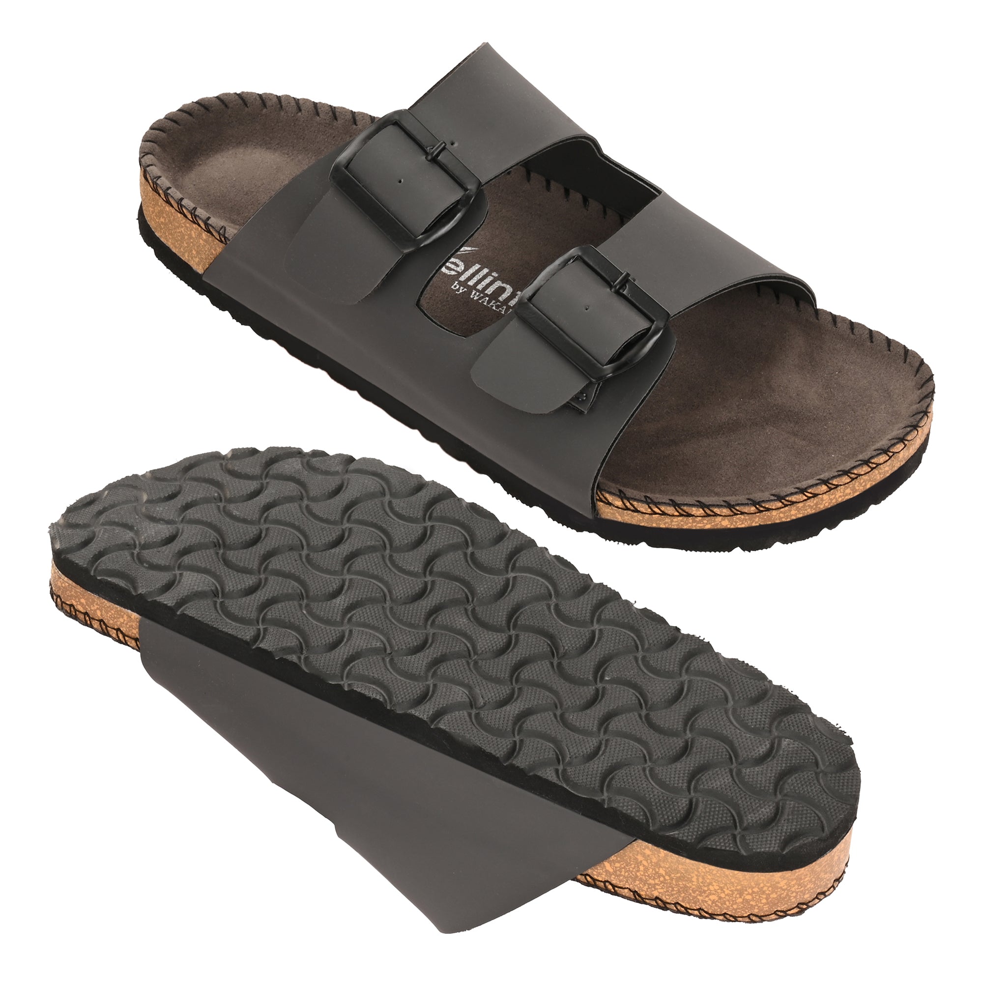 Vellinto ARIZONA Comfortable Slide Sandal/Slipper ll Men's Double Buckle Slipper style Slip-On Sandals, Arch Support, Casual Summer Footwear For Men