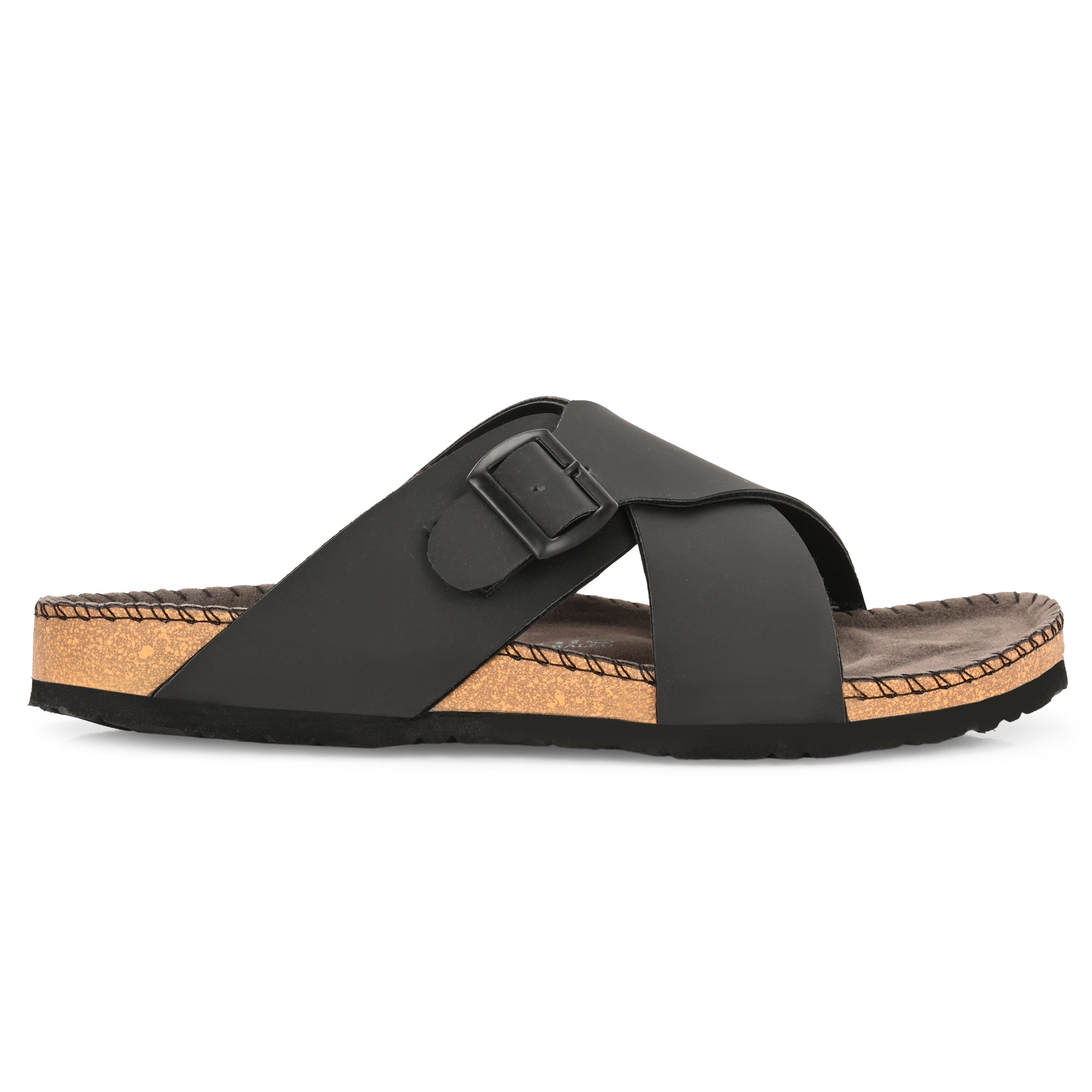 Vellinto NESU Cross Strap Sandal ll Synthetic Leather Cork Sandals with Adjustable Buckle Straps For Men