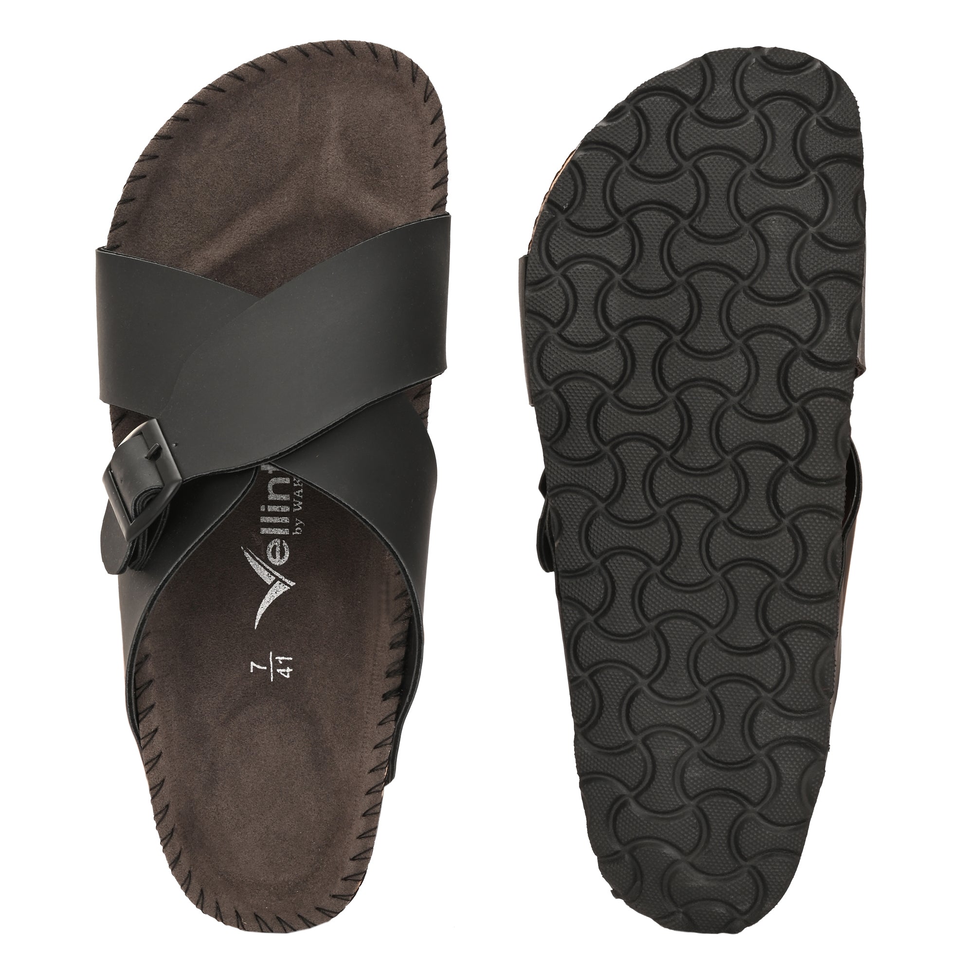 Vellinto NESU Cross Strap Sandal ll Synthetic Leather Cork Sandals with Adjustable Buckle Straps For Men