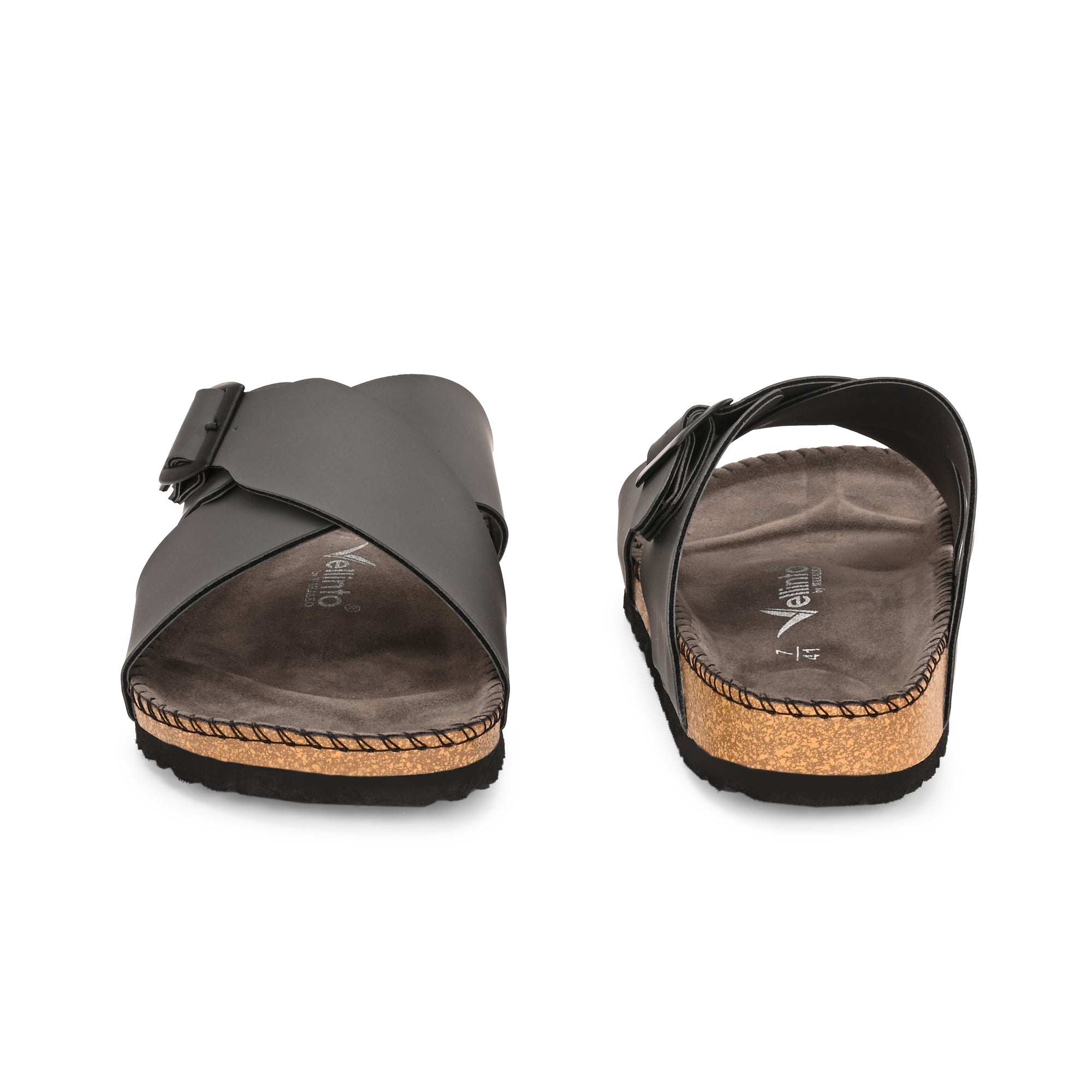 Vellinto NESU Cross Strap Sandal ll Synthetic Leather Cork Sandals with Adjustable Buckle Straps For Men