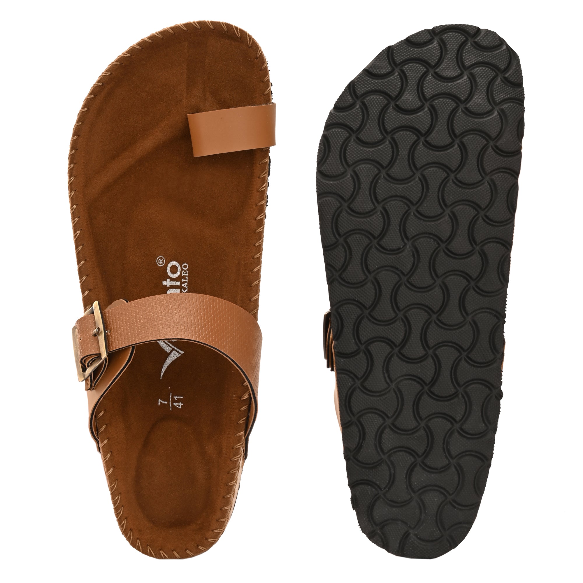 Vellinto LUXOR Sandal Open Toe Sandals ll Birken- Style Leather Cork Sandals with Adjustable Buckle Straps For Men