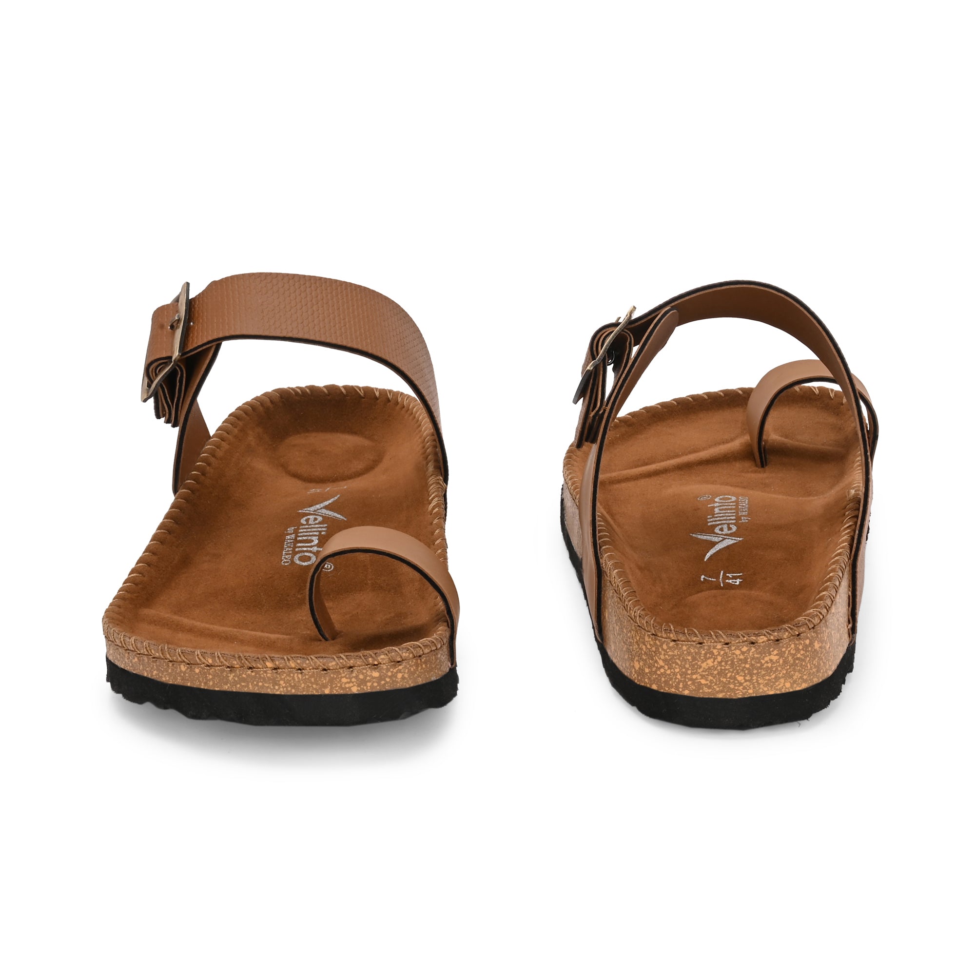 Vellinto LUXOR Sandal Open Toe Sandals ll Birken- Style Leather Cork Sandals with Adjustable Buckle Straps For Men