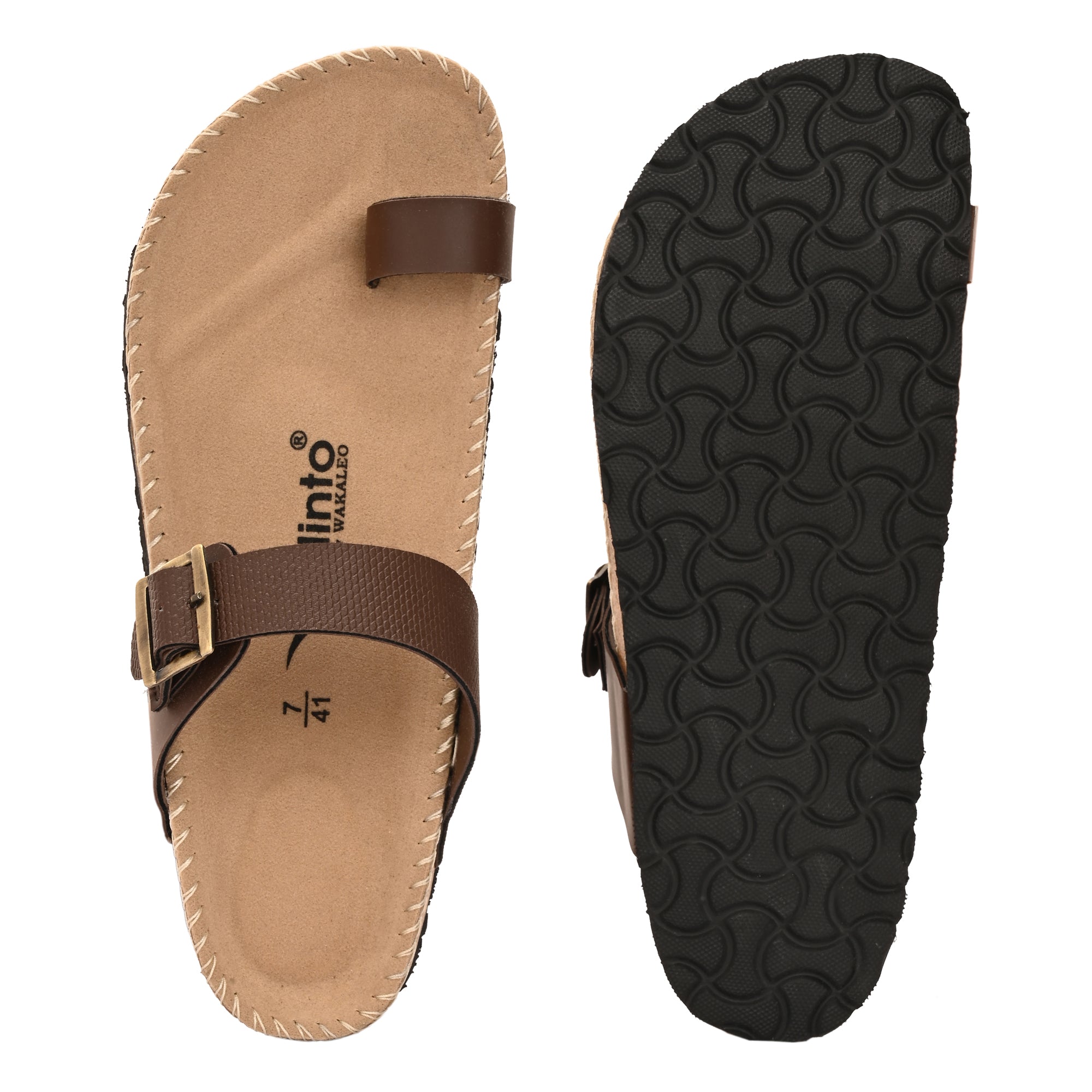 Vellinto LUXOR Sandal Open Toe Sandals ll Birken- Style Leather Cork Sandals with Adjustable Buckle Straps For Men