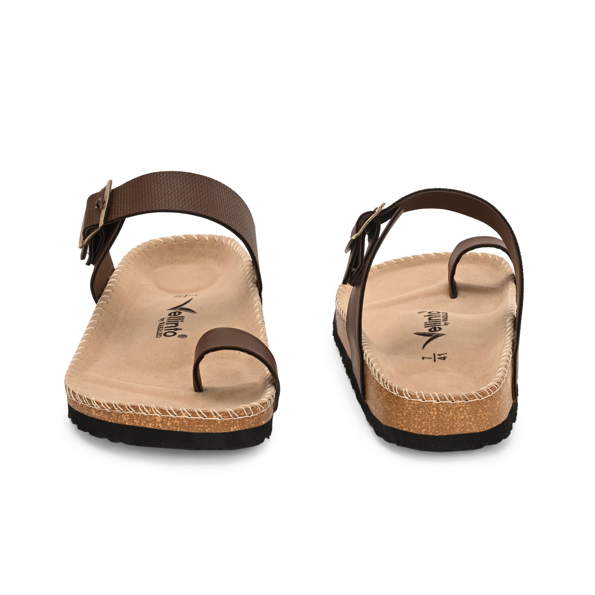 Vellinto LUXOR Sandal Open Toe Sandals ll Birken- Style Leather Cork Sandals with Adjustable Buckle Straps For Men