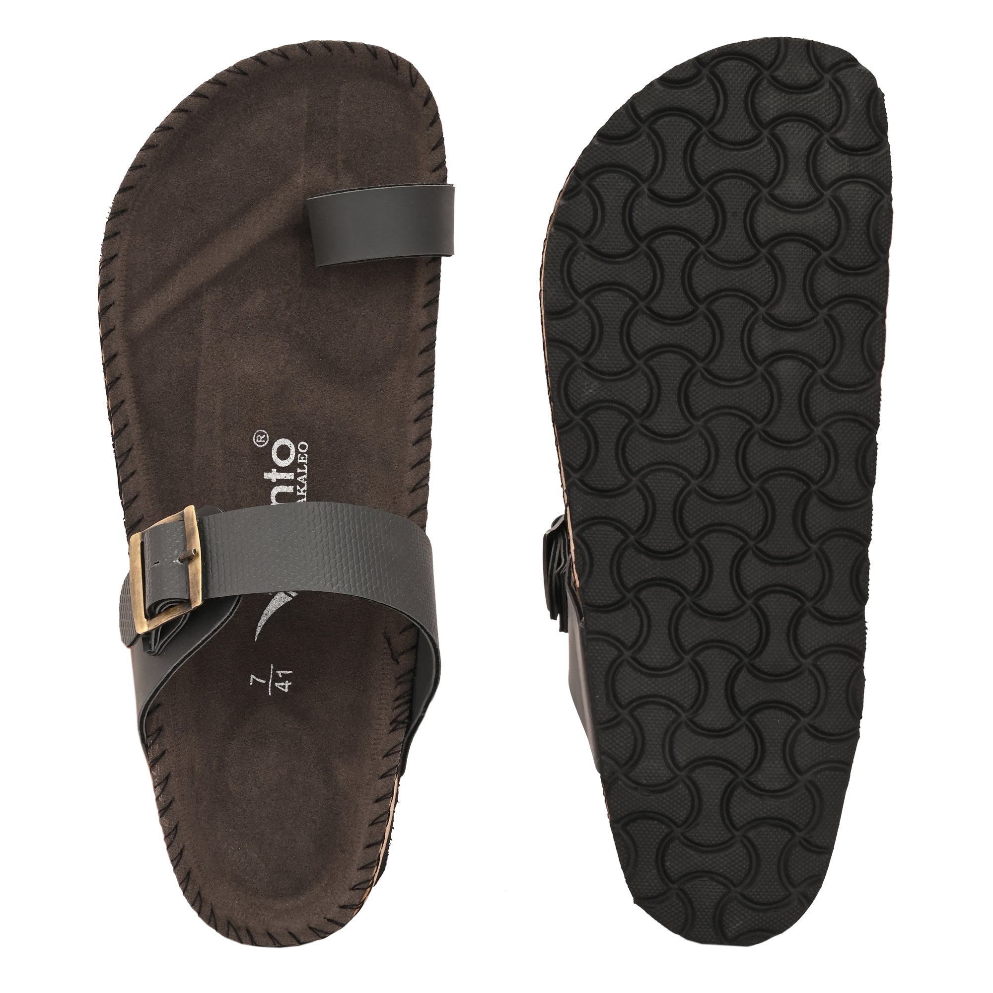 Vellinto LUXOR Sandal Open Toe Sandals ll Birken- Style Leather Cork Sandals with Adjustable Buckle Straps For Men