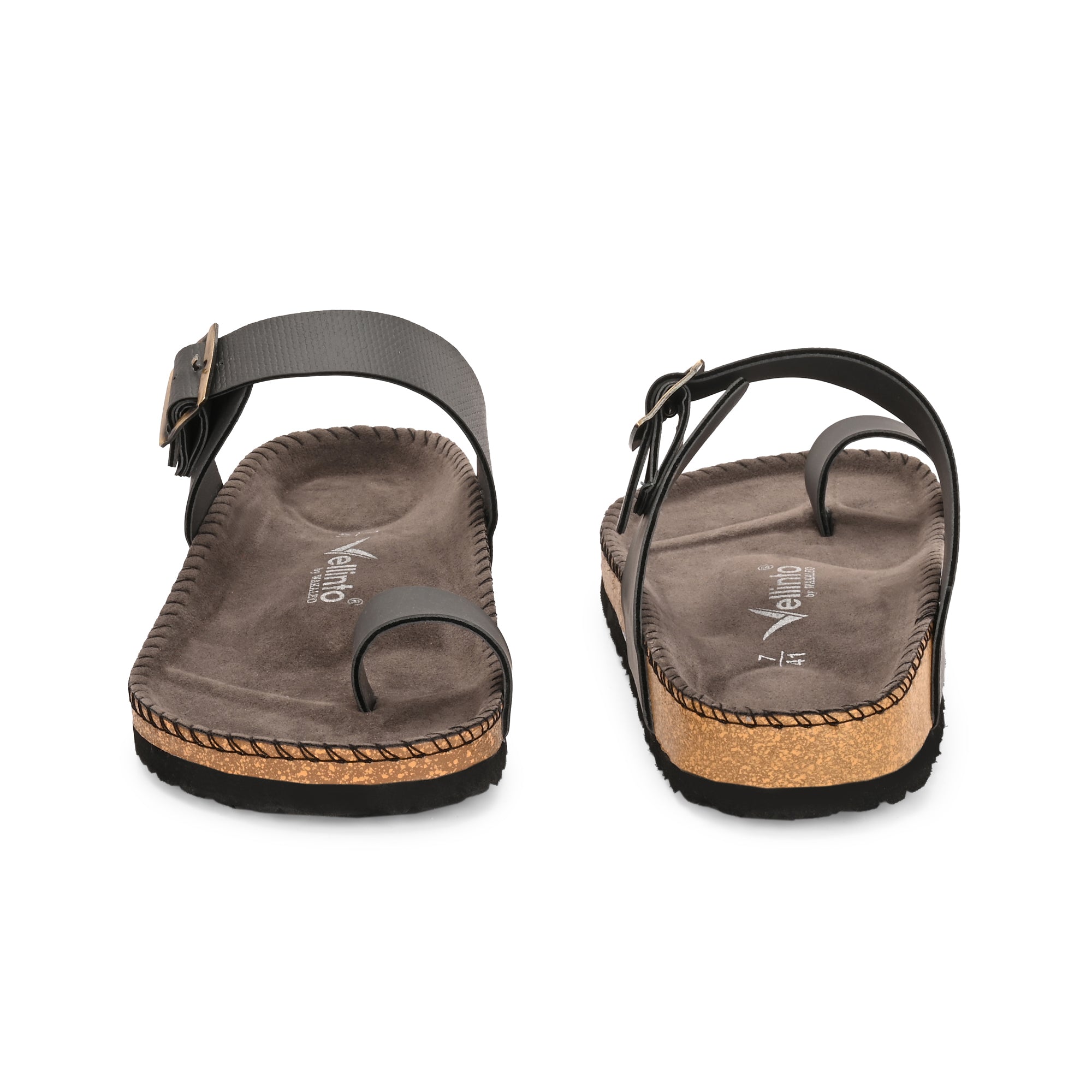 Vellinto LUXOR Sandal Open Toe Sandals ll Birken- Style Leather Cork Sandals with Adjustable Buckle Straps For Men