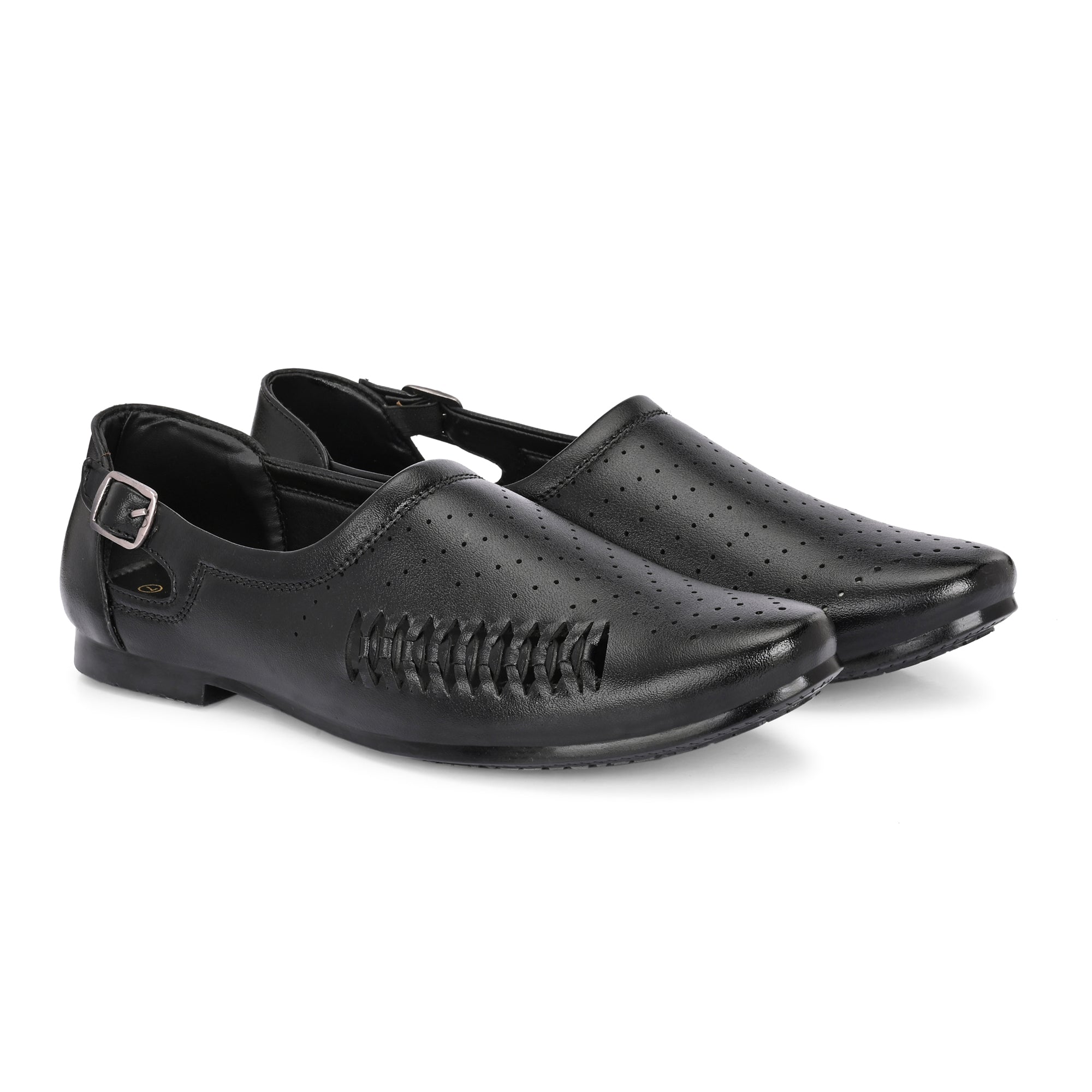 Vellinto Vellinto SHAHZAD Perforated Synthetic Leather Loafers with Stylish Buckle Detail Party Wear For Men