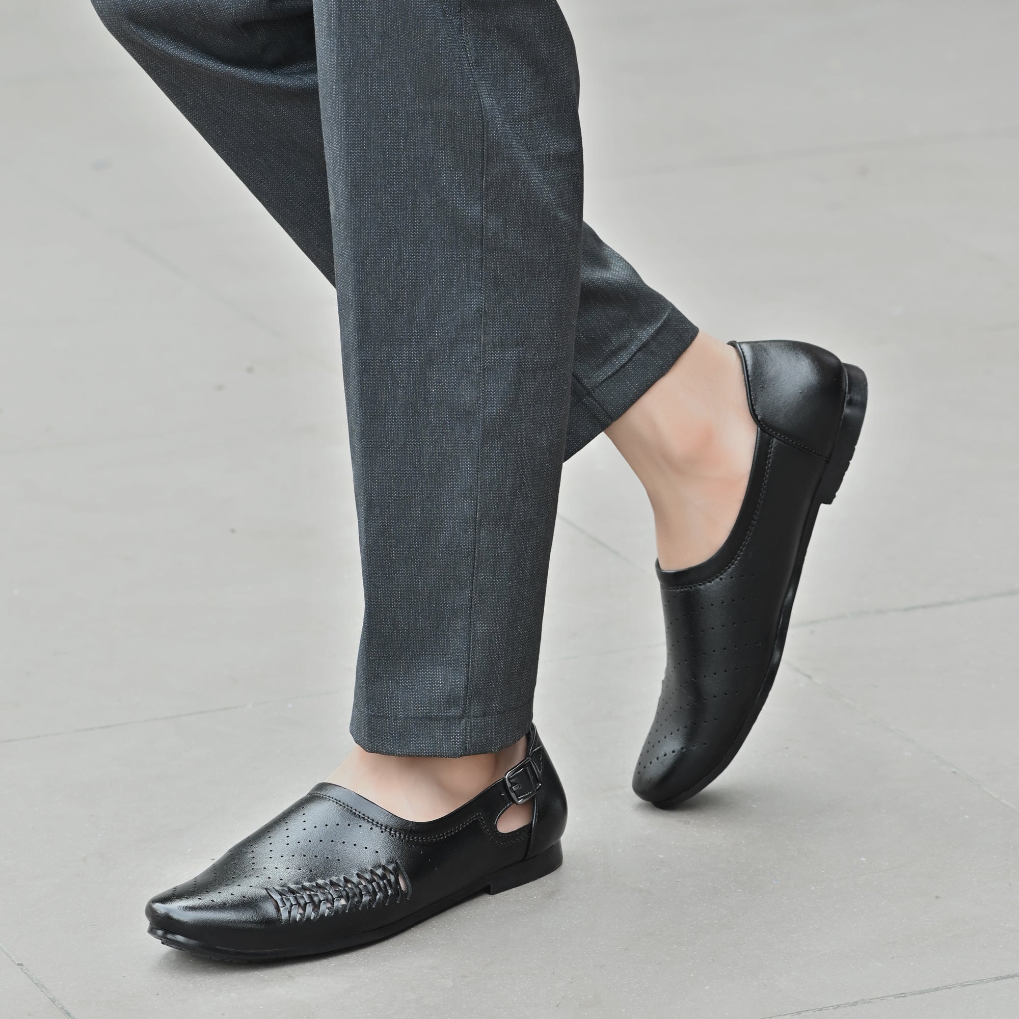 Vellinto Vellinto SHAHZAD Perforated Synthetic Leather Loafers with Stylish Buckle Detail Party Wear For Men