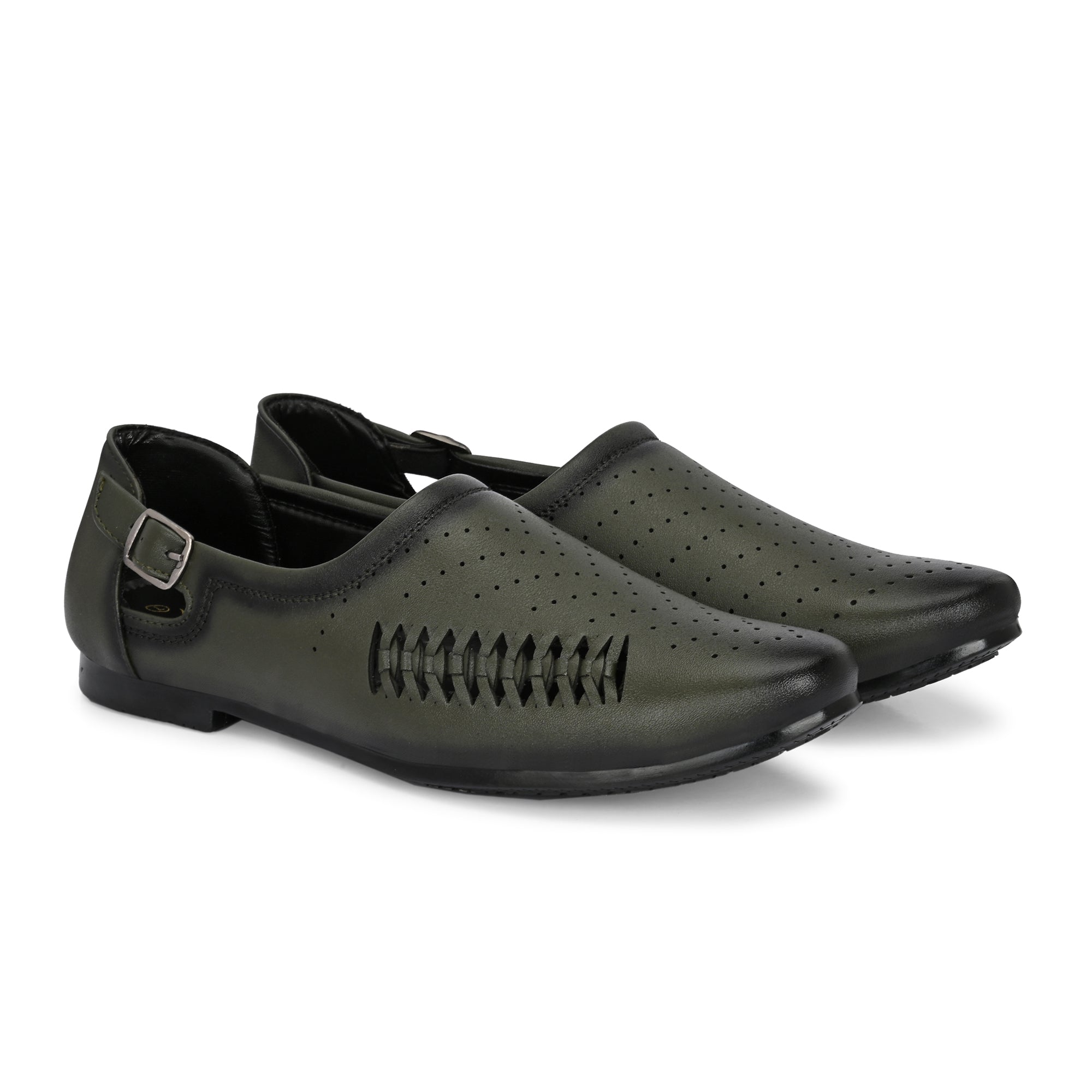 Vellinto Vellinto SHAHZAD Perforated Synthetic Leather Loafers with Stylish Buckle Detail Party Wear For Men