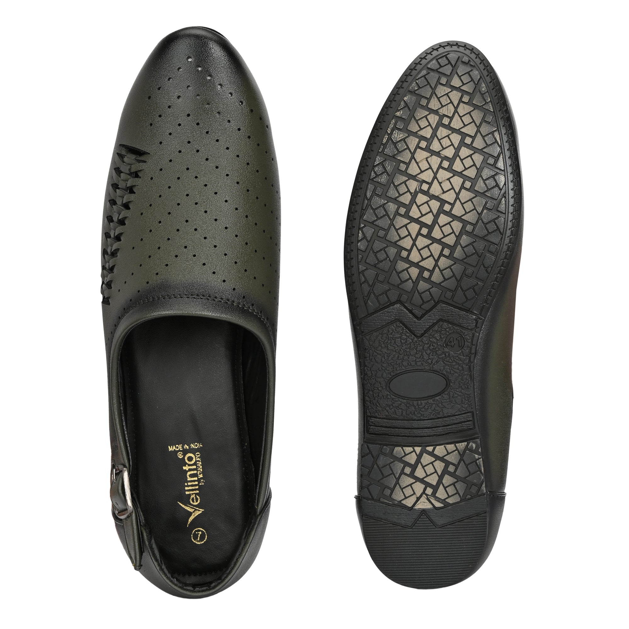 Vellinto Vellinto SHAHZAD Perforated Synthetic Leather Loafers with Stylish Buckle Detail Party Wear For Men
