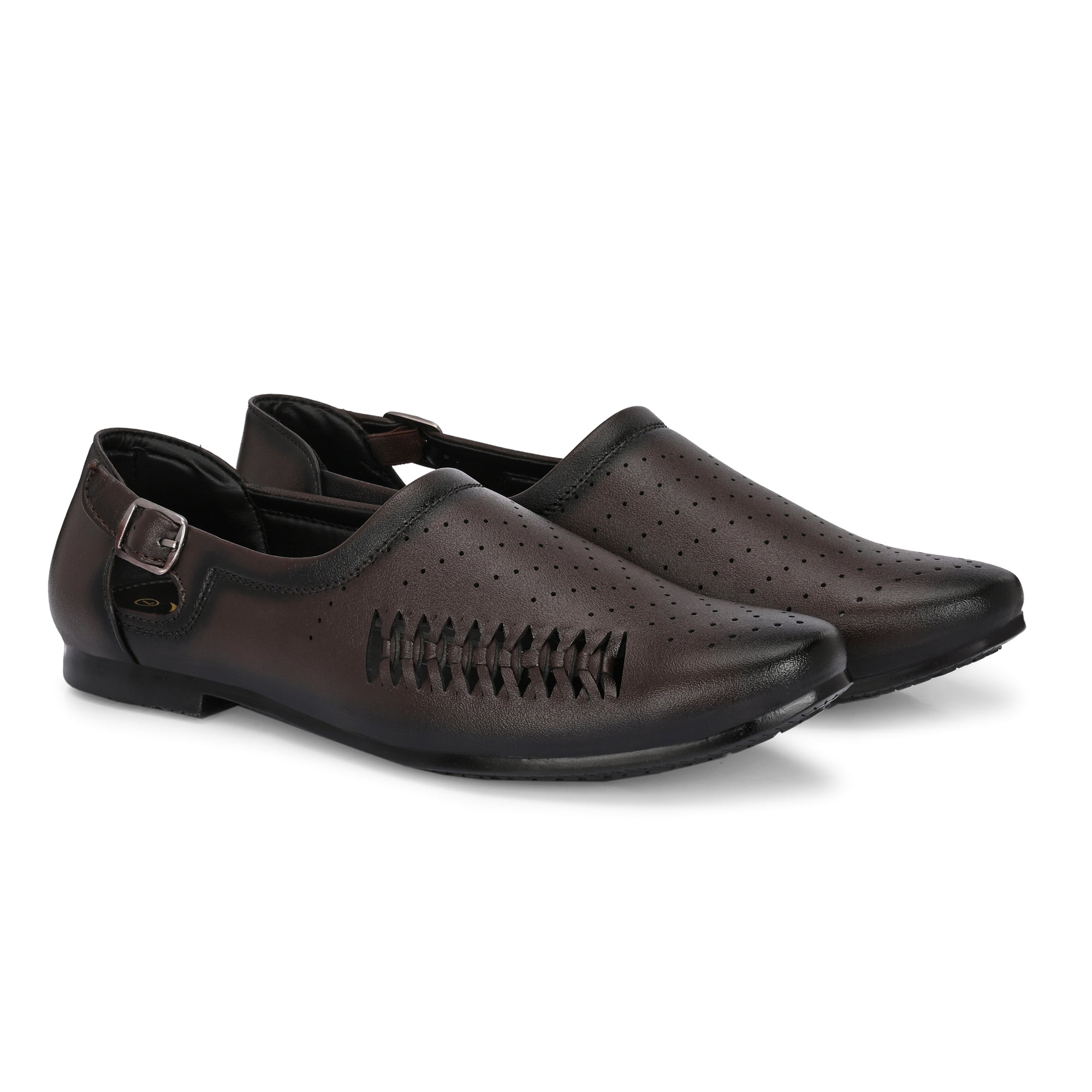 Vellinto Vellinto SHAHZAD Perforated Synthetic Leather Loafers with Stylish Buckle Detail Party Wear For Men