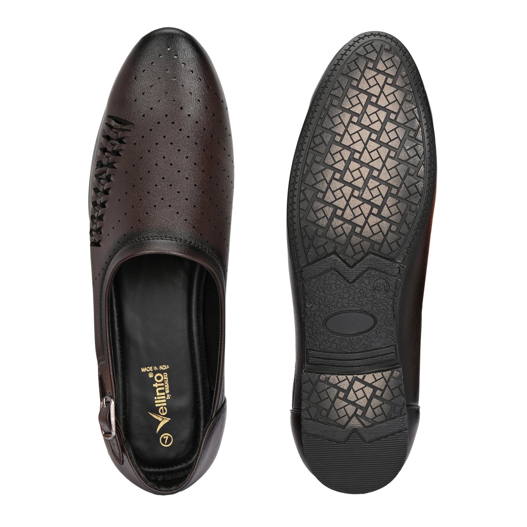 Vellinto Vellinto SHAHZAD Perforated Synthetic Leather Loafers with Stylish Buckle Detail Party Wear For Men