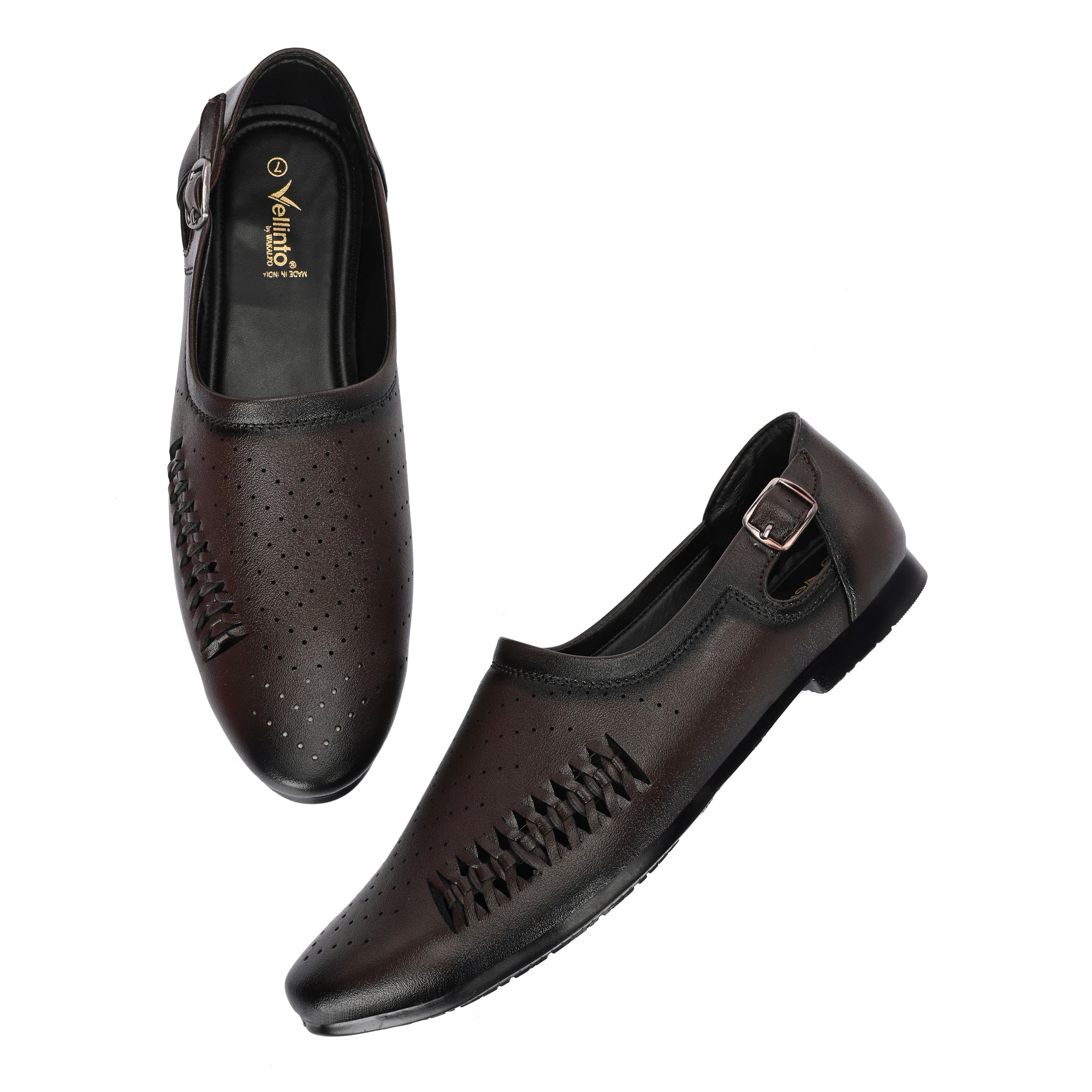 Vellinto Vellinto SHAHZAD Perforated Synthetic Leather Loafers with Stylish Buckle Detail Party Wear For Men