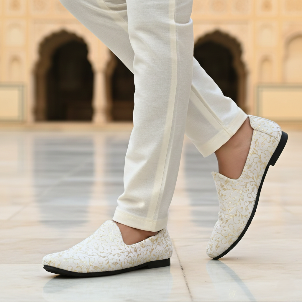 Vellinto ellinto SAMRAT Party Wear Royal Look Mojaris Juttis Slip On For Men Espadrilles For Men