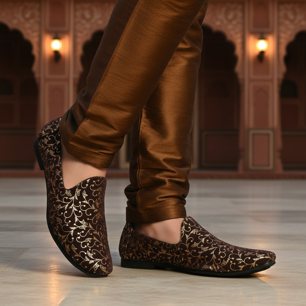 Vellinto ellinto SAMRAT Party Wear Royal Look Mojaris Juttis Slip On For Men Espadrilles For Men