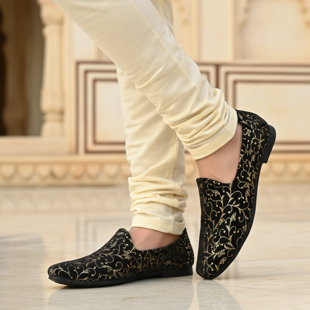 Vellinto ellinto SAMRAT Party Wear Royal Look Mojaris Juttis Slip On For Men Espadrilles For Men